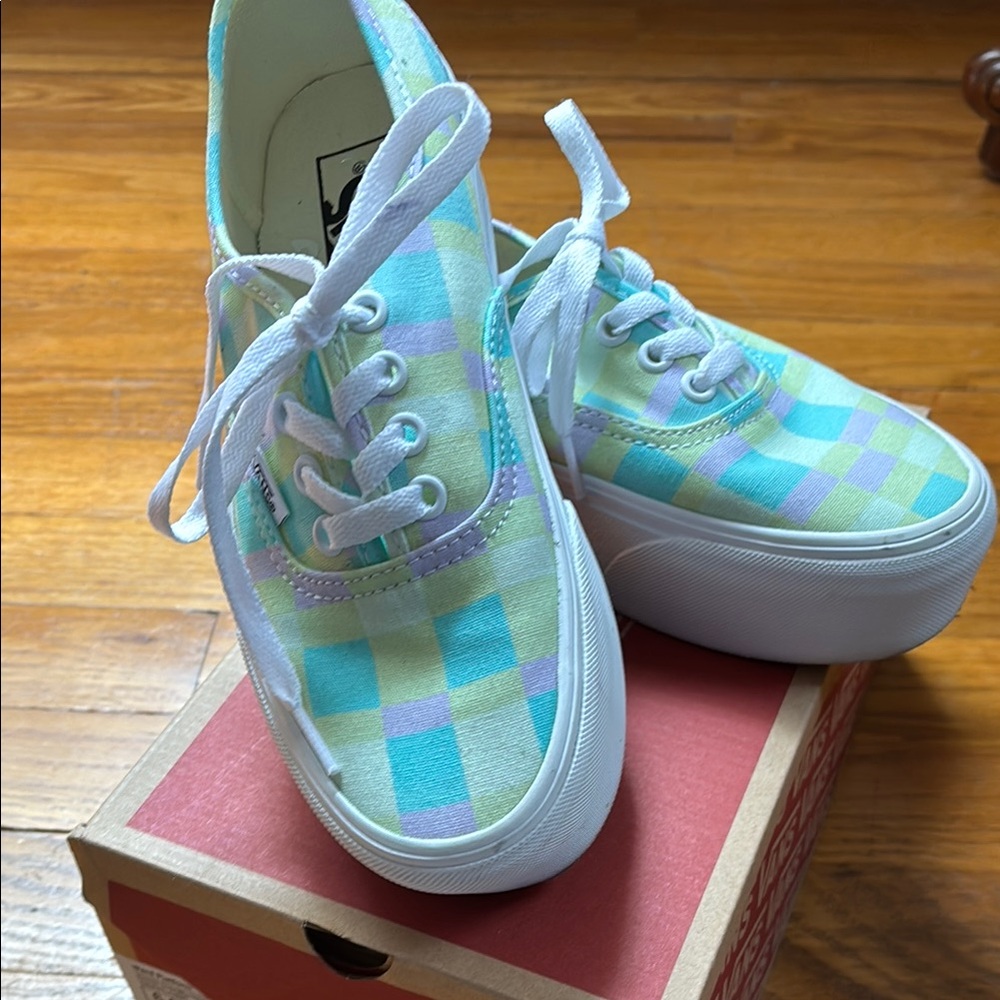 Vans Green and Purple Platform Sneakers